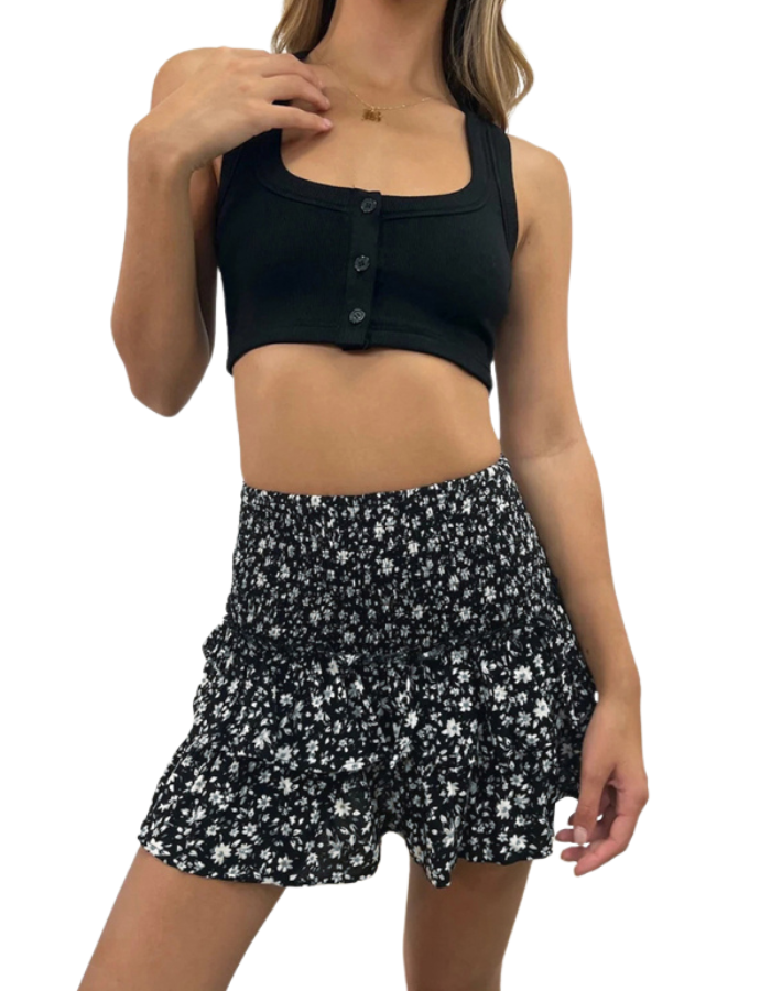 SHOPIQAT Women's Fashion Ruffled Floral Half-Length Pleated Skirt - Premium from shopiqat - Just $6.900! Shop now at shopiqat